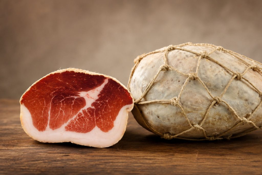 Prosciutto crudo, culatello, culaccia e fiocco: quali sono le differenze? culatello a forma di pera legato con spago